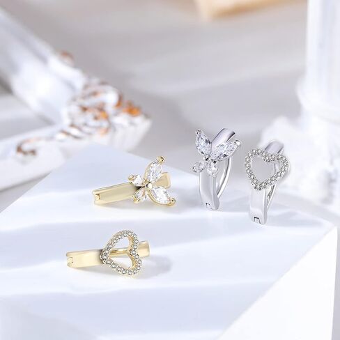 ZS 14G Gold Clicker Belly Button Rings for Women, Stainless Steel Belly Barbell Piercing CZ Reverse Curved Navel Barbell Body Jewelry in Kuwait