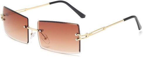 Dollger Rimless Rectangle Sunglasses for Women Fashion Frameless Square Glasses for Men Ultralight UV400 Eyewear Unisex in Kuwait