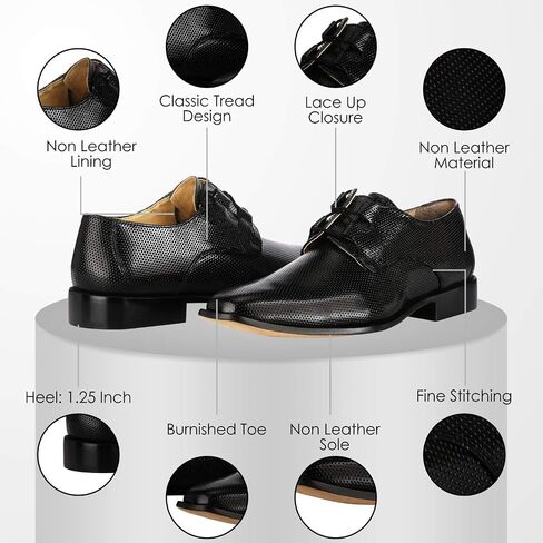 LIBERTYZENO Mens Genuine Leather Classic Tread Design Lace Up Oxford Dress Shoes in Kuwait