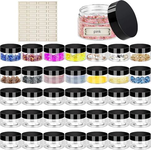 2oz Plastic Jars with Lids 36PCS Small Cosmetic Slime Containers Clear Travel Round Jars Empty Sample Containers Leak Proof Pot Jars with Black Lids for Lotion and Cream Acrylic Powder Lip Scrubs in Saudi Arabia