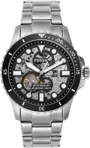 Fossil Men's FB-01 Automatic Stainless Steel Three-Hand Watch, Color: Silver/Black (Model: ME3190) in Saudi Arabia