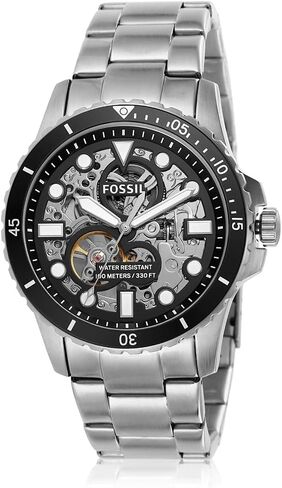 Fossil Men's FB-01 Automatic Stainless Steel Three-Hand Watch, Color: Silver/Black (Model: ME3190) in Saudi Arabia
