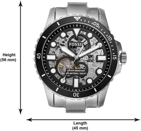 Fossil Men's FB-01 Automatic Stainless Steel Three-Hand Watch, Color: Silver/Black (Model: ME3190) in Saudi Arabia