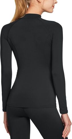 ATHLIO Women's Thermal Long Sleeve Tops, Mock Turtle Shirts, Fleece Lined Compression Base Layer in Kuwait