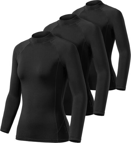 ATHLIO Women's Thermal Long Sleeve Tops, Mock Turtle Shirts, Fleece Lined Compression Base Layer in Kuwait