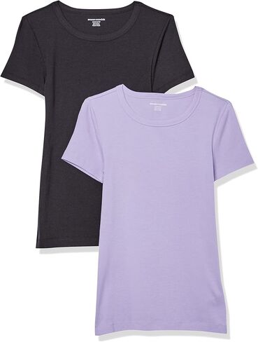 Amazon Essentials Women's Slim-Fit Short-Sleeve Crewneck T-Shirt, Pack of 2 in Kuwait