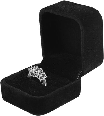 LamQee Engagement Ring Box Velvet Earrings Studs Ring Case Jewelry Display Storage Box Gift Box for Proposal Engagement Birthday Wedding Anniversary Valentine's Day, Black in Kuwait
