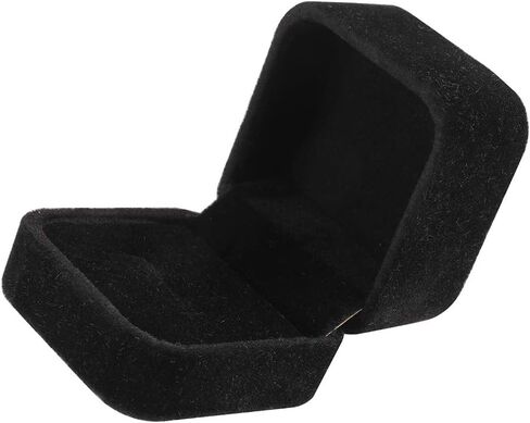 LamQee Engagement Ring Box Velvet Earrings Studs Ring Case Jewelry Display Storage Box Gift Box for Proposal Engagement Birthday Wedding Anniversary Valentine's Day, Black in Kuwait