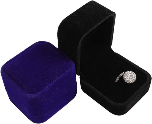 LamQee Engagement Ring Box Velvet Earrings Studs Ring Case Jewelry Display Storage Box Gift Box for Proposal Engagement Birthday Wedding Anniversary Valentine's Day, Black in Kuwait
