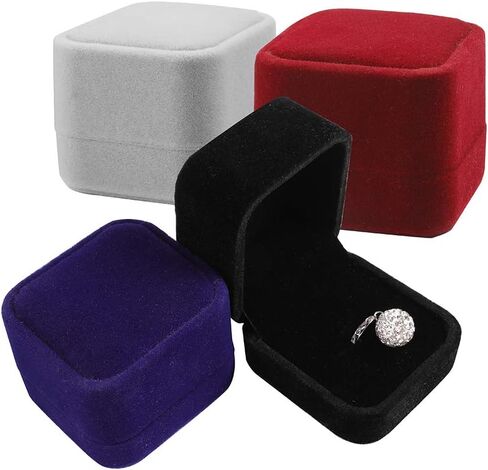 LamQee Engagement Ring Box Velvet Earrings Studs Ring Case Jewelry Display Storage Box Gift Box for Proposal Engagement Birthday Wedding Anniversary Valentine's Day, Black in Kuwait