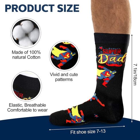 Tarpop 4 Pcs Men Socks Gifts Fathers Day Socks Present Novelty Socks for Men Dad Fathers Day Funny Birthday Gifts in Saudi Arabia