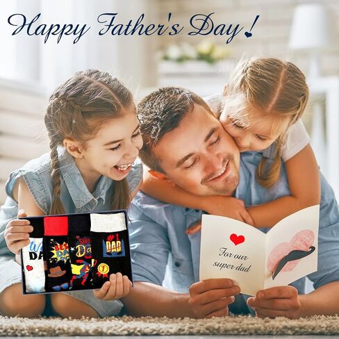 Tarpop 4 Pcs Men Socks Gifts Fathers Day Socks Present Novelty Socks for Men Dad Fathers Day Funny Birthday Gifts in Saudi Arabia