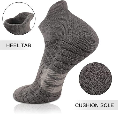 جوارب رياضية للكاحل للرجال من COOPLUS، جوارب جري رياضية منخفضة القطع قابلة للتنفس مع شريط (6 أزواج) in Kuwait