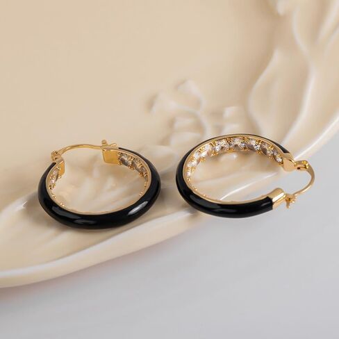 IBARA Vintage Turquoise Hoop Earrings for Women Girls Natural Stone Earrings 18k Gold Plated Medium Hoop Earrings Bohemia Beads Gemstone Earrings Summer Beach Travel Hawaiian Dress Handmade Jewelry in Kuwait