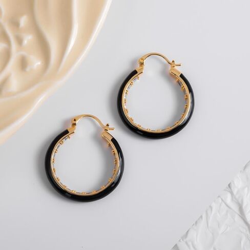 IBARA Vintage Turquoise Hoop Earrings for Women Girls Natural Stone Earrings 18k Gold Plated Medium Hoop Earrings Bohemia Beads Gemstone Earrings Summer Beach Travel Hawaiian Dress Handmade Jewelry in Kuwait