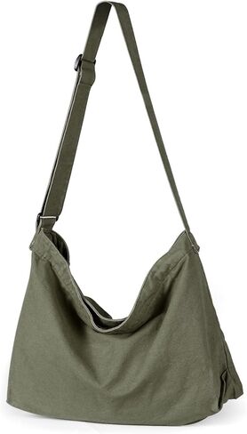 حقيبة هوبو من القماش من Sightor، حقيبة كتف للجنسين من القماش مع سحاب وحقيبة يد بحزام قابل للتعديل، حقيبة كبيرة in Kuwait