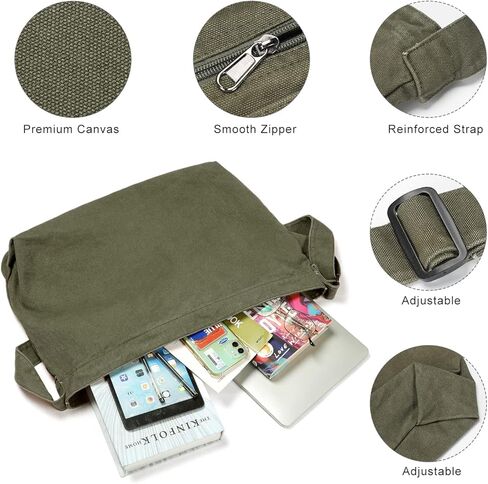 حقيبة هوبو من القماش من Sightor، حقيبة كتف للجنسين من القماش مع سحاب وحقيبة يد بحزام قابل للتعديل، حقيبة كبيرة in Kuwait