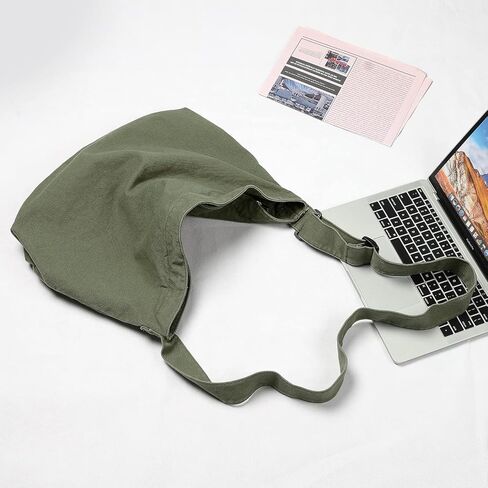 حقيبة هوبو من القماش من Sightor، حقيبة كتف للجنسين من القماش مع سحاب وحقيبة يد بحزام قابل للتعديل، حقيبة كبيرة in Kuwait