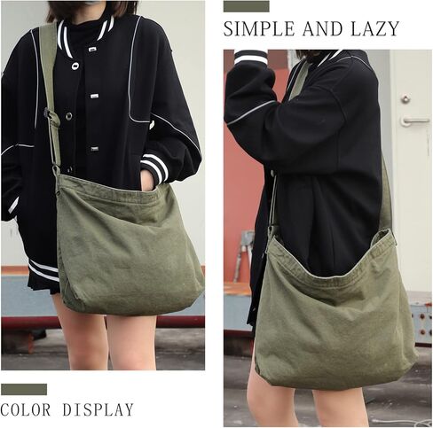 حقيبة هوبو من القماش من Sightor، حقيبة كتف للجنسين من القماش مع سحاب وحقيبة يد بحزام قابل للتعديل، حقيبة كبيرة in Kuwait