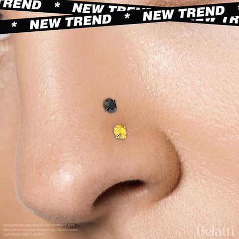 BELATTI 12 قطعة من حلقات الأنف للنساء والرجال 2 مم مكعب زركونيا مكعب - متوافق حيويًا مع البلاستيك الشفاف والصلب مجموعة شريط مستقيم للأنف - مجوهرات بيوفليكس شفافة لا تسبب الحساسية (اختر المقياس - اللون - حجم الجوهرة) in Kuwait