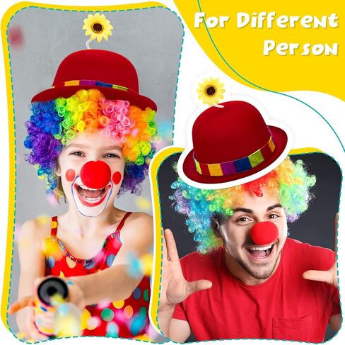 3 Pcs French Clown Hat Bowler Clown Hat with Sunflower Crazy Hats for Kids, Adults, Party, Holiday, Circus Costume Props in Saudi Arabia