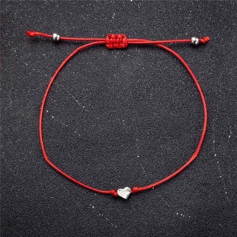 سوار سلسلة مصنوع يدويًا من Kelistom للنساء والرجال والفتيات والأولاد بسيط أحمر وأسود مضفر قابل للتعديل أساور ساحرة مجوهرات بسيطة in Kuwait
