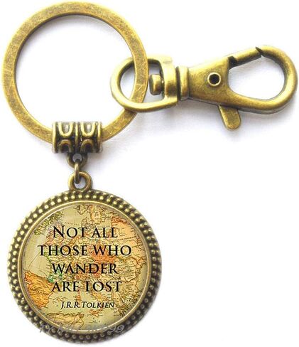 سلسلة مفاتيح بعبارة «Not All Those Who Wander are Lost»، مجوهرات انسباي، مجوهرات ملهمة، سلسلة مفاتيح مقتبسة، مجوهرات ملهمة. Y008، برونز، 2.5 سم in Kuwait