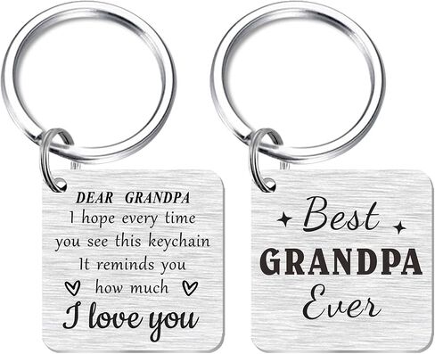 SOUSYOKYO Grandpa Keychain, Best Grandpa Ever Gifts, I Love My Grandfather Birthday Gift Ideas, Special Fathers Day Present for Our Grandpa from Granddaughter, Thank You Grandpa Christmas Key Chain in Saudi Arabia