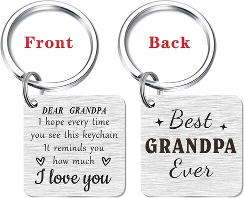SOUSYOKYO Grandpa Keychain, Best Grandpa Ever Gifts, I Love My Grandfather Birthday Gift Ideas, Special Fathers Day Present for Our Grandpa from Granddaughter, Thank You Grandpa Christmas Key Chain in Saudi Arabia