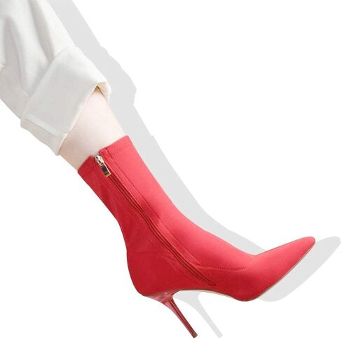 vivianly Stretch Pointed Toe Sock Booties Mid-Calf Ankle Boot Stiletto Heel Boots for Women in Kuwait