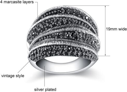 Black Rings for Women, Vintage Cross Marcasite Rings Statement Big Chunky Aesthetic Ring Costume Jewelry for Women Gifts for Her in Kuwait