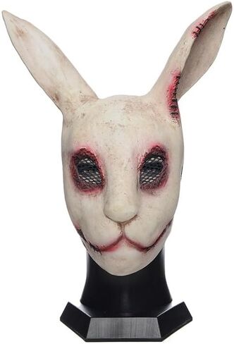 Stobbod Horror Bunny Mask Scary Halloween Animal Cosplay Mask Creepy Rabbit Masquerade Party Costume Accessories in Kuwait