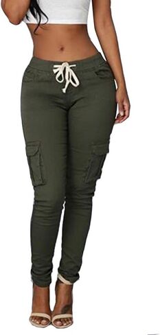 LINGMIN Women's Casaul Stretchy Pull-on Waist Skinny Solid Color Slim Leg Leggings Pants in Kuwait