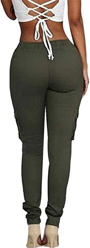 LINGMIN Women's Casaul Stretchy Pull-on Waist Skinny Solid Color Slim Leg Leggings Pants in Kuwait