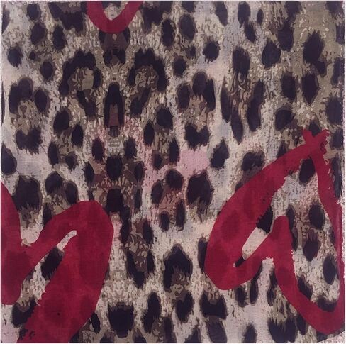 Long Large Rectangle Sheer Chiffon Black Tan Brown w/ Burgundy Red Heart Leopard Cheetah Animal Print Scarf Women's Scarf Hijab Shawl Pashmina Headband Bandana 25" in wide x 60" in long in Saudi Arabia
