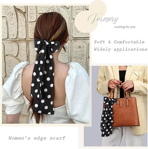 Formery Layering Silk Headband Scarf Black Pattern Satin Edge Scarves African Long Hair Wrap Ribbon for Women and Girls (3PCS) in Saudi Arabia