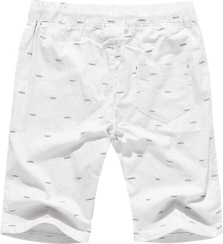 Solatin Mens Linen Shorts Casual Classic Fit Cotton Summer Beach Short Drawstring with Elastic Waist and Pockets in Saudi Arabia