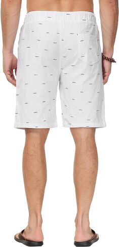 Solatin Mens Linen Shorts Casual Classic Fit Cotton Summer Beach Short Drawstring with Elastic Waist and Pockets in Saudi Arabia