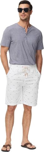 Solatin Mens Linen Shorts Casual Classic Fit Cotton Summer Beach Short Drawstring with Elastic Waist and Pockets in Saudi Arabia