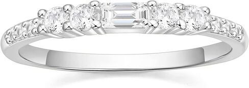 SHINYSO Wedding Band for Women Cubic Zirconia Thin Stacking Baguette Ring Eternity Engagement Band for Her Size 4-10 in Kuwait