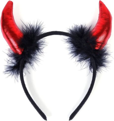 WOVOWOVO Devil Horns Headband Red Devil Horns Halloween Fancy Dress Cosplay Hairband Accessories(Red) in Saudi Arabia