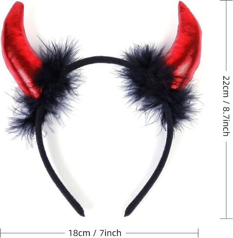 WOVOWOVO Devil Horns Headband Red Devil Horns Halloween Fancy Dress Cosplay Hairband Accessories(Red) in Saudi Arabia