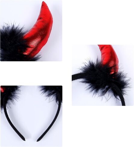 WOVOWOVO Devil Horns Headband Red Devil Horns Halloween Fancy Dress Cosplay Hairband Accessories(Red) in Saudi Arabia