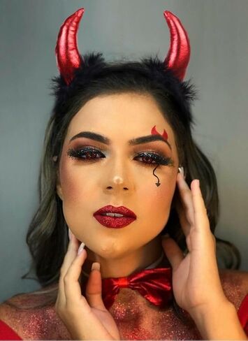 WOVOWOVO Devil Horns Headband Red Devil Horns Halloween Fancy Dress Cosplay Hairband Accessories(Red) in Saudi Arabia