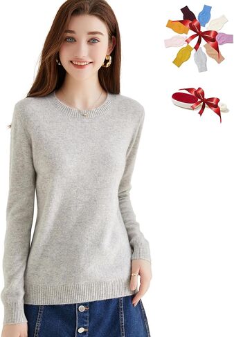 LINY XIN Women's 100% Pure Cashmere Sweater Fall Winter Crew Neck Super Warm Soft Lightweight Long Sleeve Knit Pullover in Kuwait