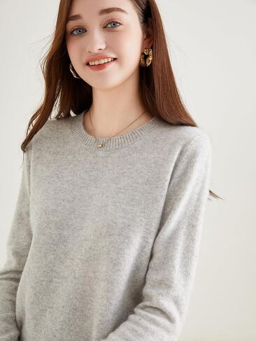 LINY XIN Women's 100% Pure Cashmere Sweater Fall Winter Crew Neck Super Warm Soft Lightweight Long Sleeve Knit Pullover in Kuwait