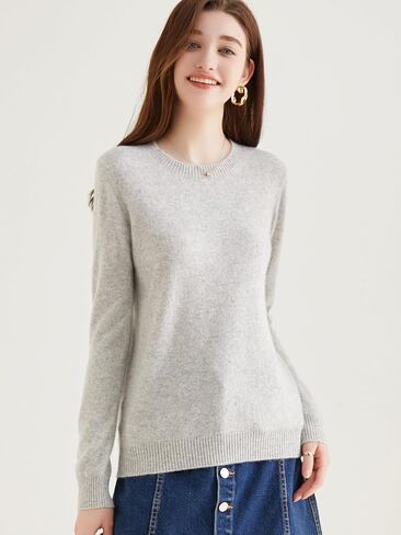 LINY XIN Women's 100% Pure Cashmere Sweater Fall Winter Crew Neck Super Warm Soft Lightweight Long Sleeve Knit Pullover in Kuwait