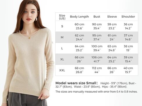 LINY XIN Women's 100% Pure Cashmere Sweater Fall Winter Crew Neck Super Warm Soft Lightweight Long Sleeve Knit Pullover in Kuwait