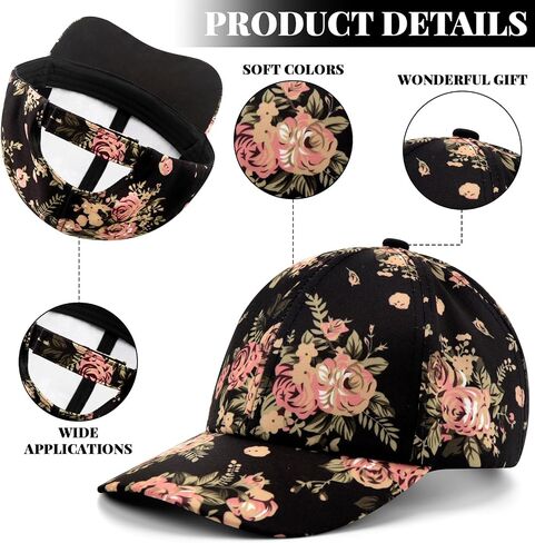 Ramede 2 pcs Floral Print Baseball Cap Set Adjustable Hawaiian Flower Baseball Cap Flower Casual Baseball Cap for Women in Saudi Arabia