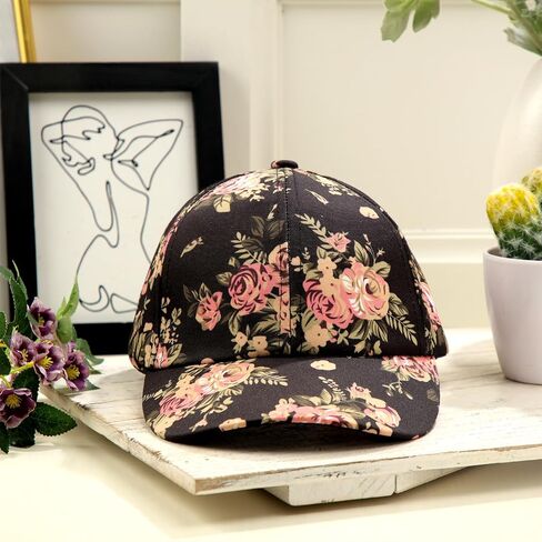 Ramede 2 pcs Floral Print Baseball Cap Set Adjustable Hawaiian Flower Baseball Cap Flower Casual Baseball Cap for Women in Saudi Arabia